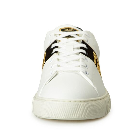 Versace Men\'s Studs & 100% Leather Greeca Stripe Sneakers Shoes US 11.5 IT 44.5 main image 3